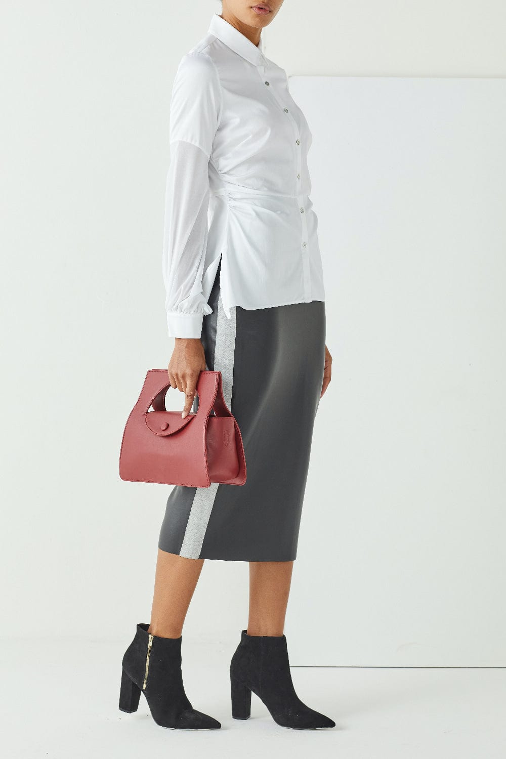 AndTate - Camisa Manga Longa com Franzido Lateral Branco