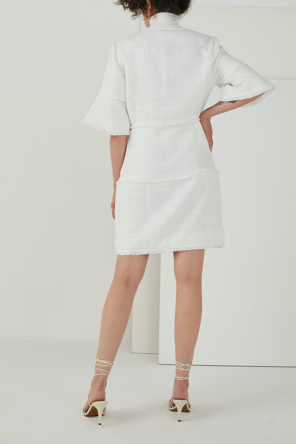 Ave Rara - Vestido Curto em Tweed Branco