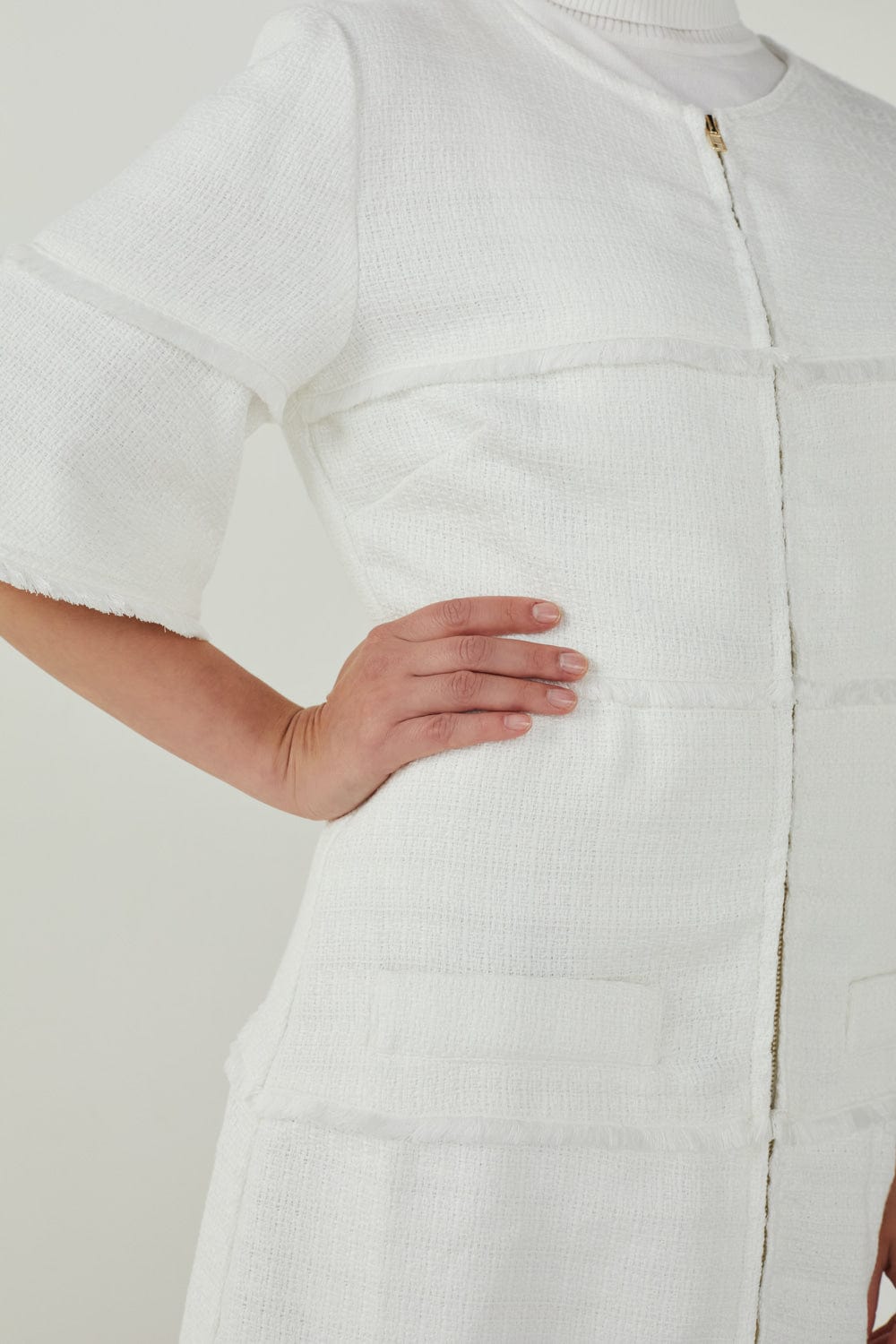 Ave Rara - Vestido Curto em Tweed Branco