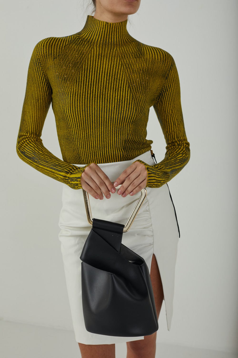 Oblique Creation - Blusa Manga Longa Gola Alta Dupla Face - 2 em 1