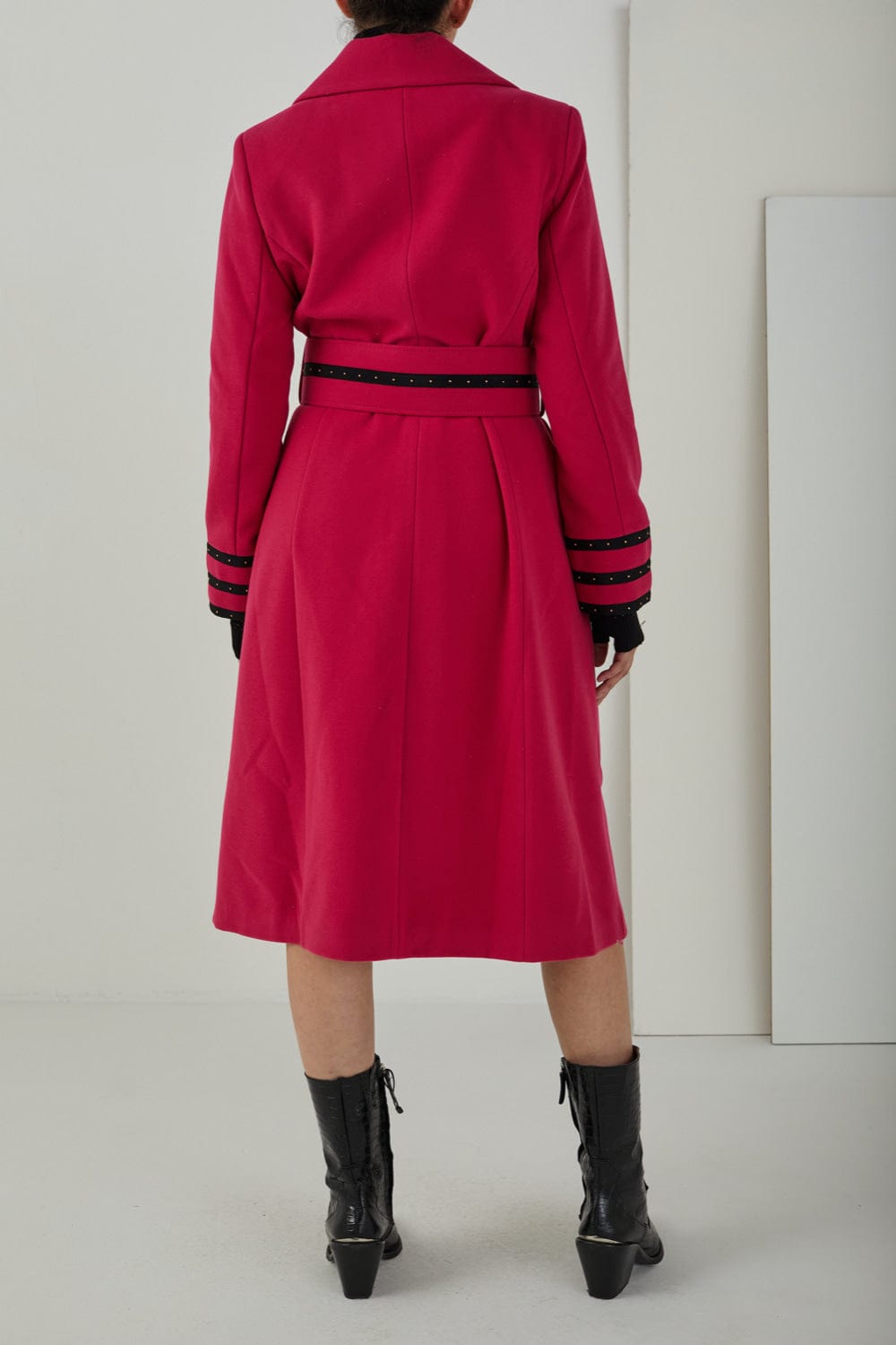 Access - Sobretudo Longo com Cinto Rosa