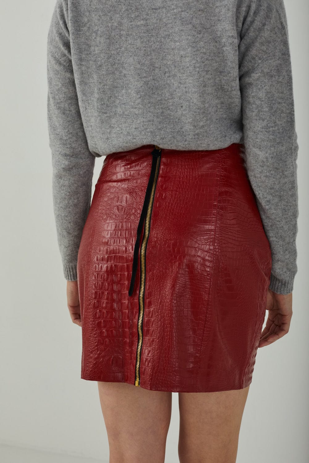 Nineminutes - Saia Mini Cós Alto Vermelho