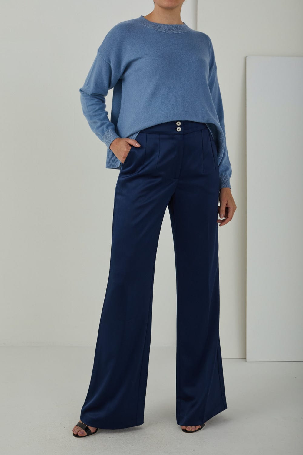 Access - Calça Alfaiataria Pantalona Azul Marinho