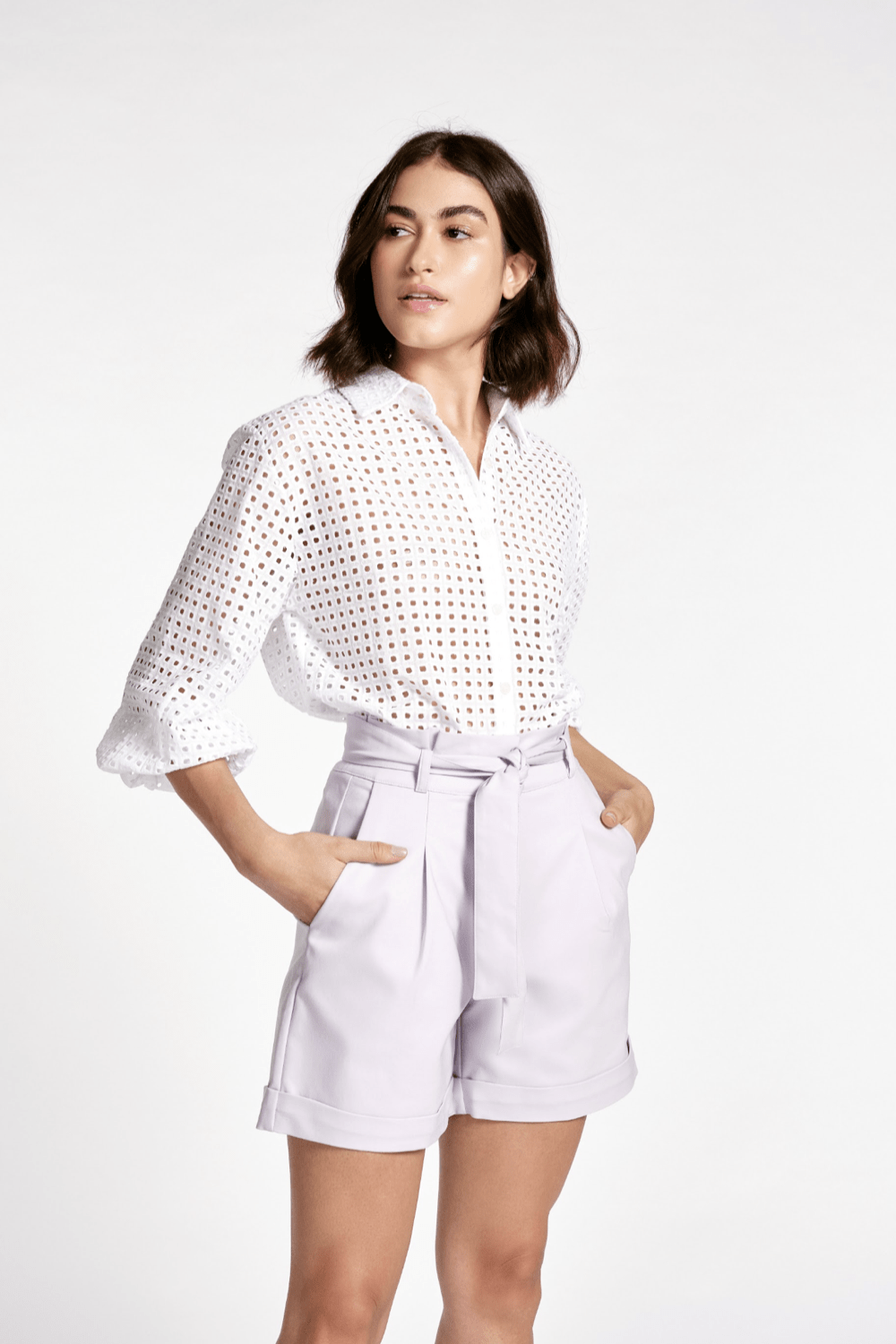 Viviane Furrier - Camisa Manga 3/4 Box em Laise