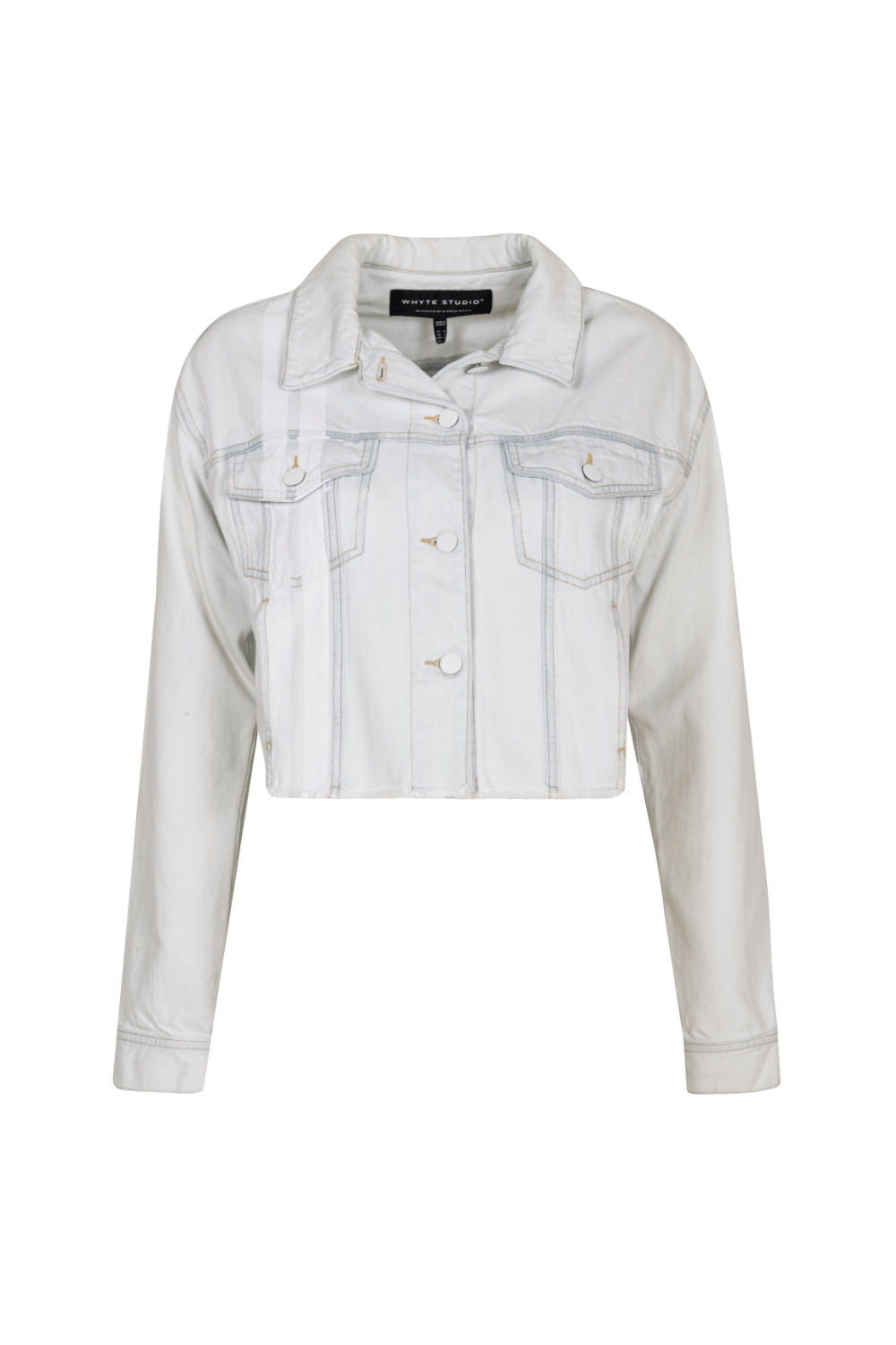 Whyte Studio - Jaqueta Cropped Jeans Lavado com Fecho nas Costas