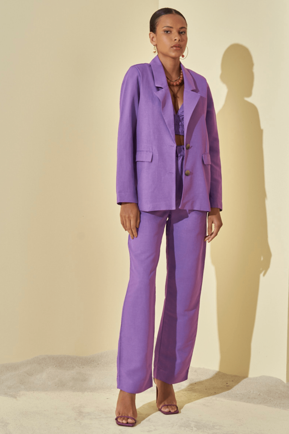 L'Cecci - Blazer Alfaiataria Viscolinho Roxo