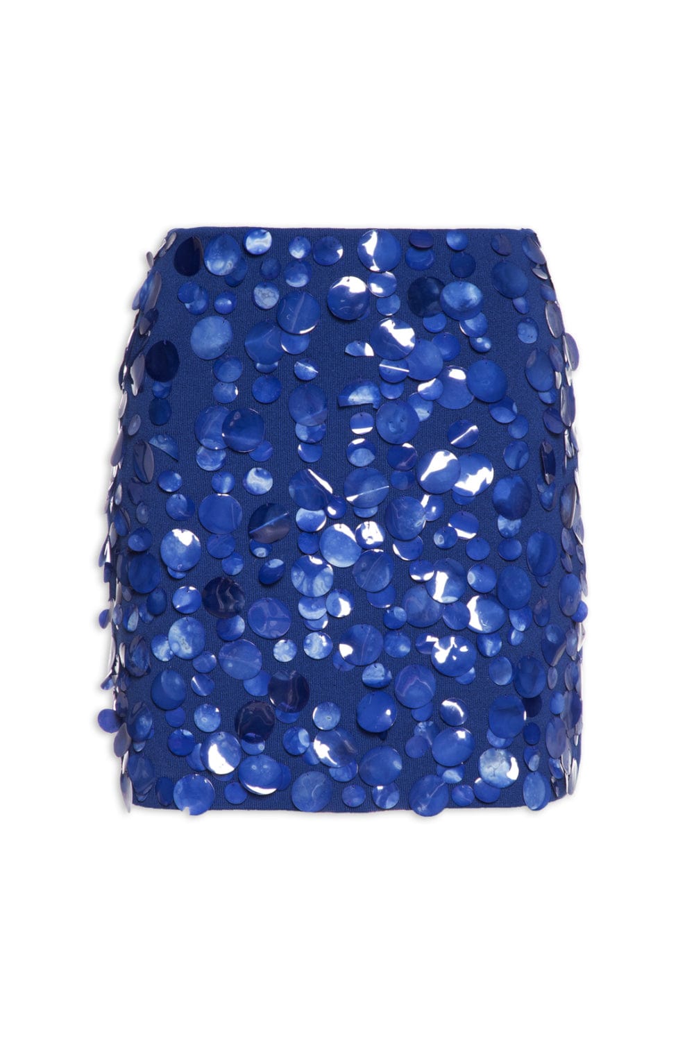 Viviane Furrier - Saia Mini em Tricot com Paetês Azul