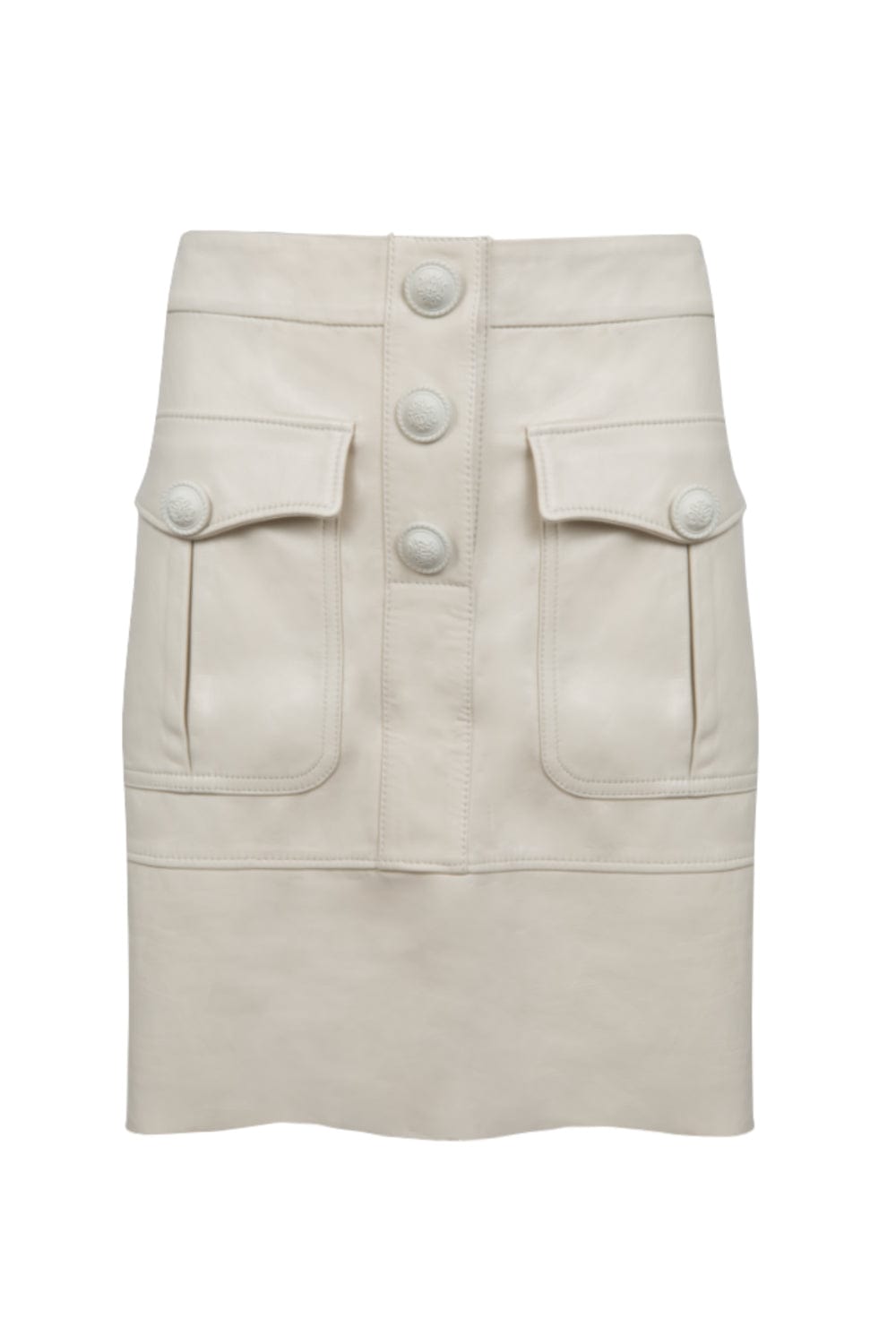 Juliana Sanmartin - Saia Curta Botões Brasão com Bolsos Frontais Off White