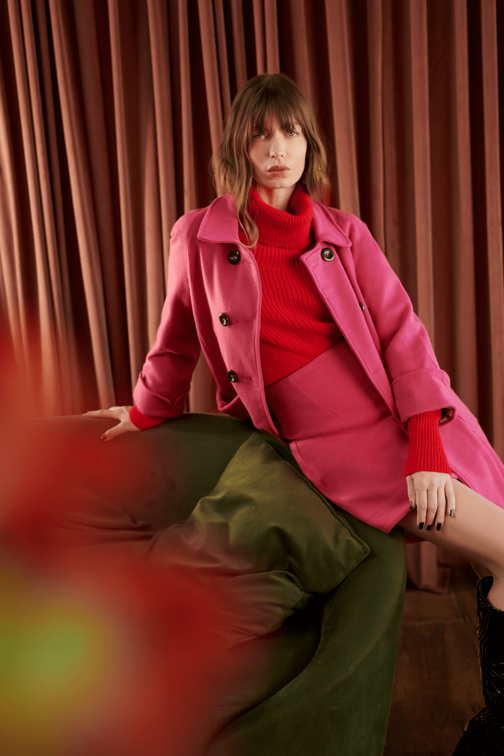 Canal - Casaco Sobretudo 7/8 Lã Pink