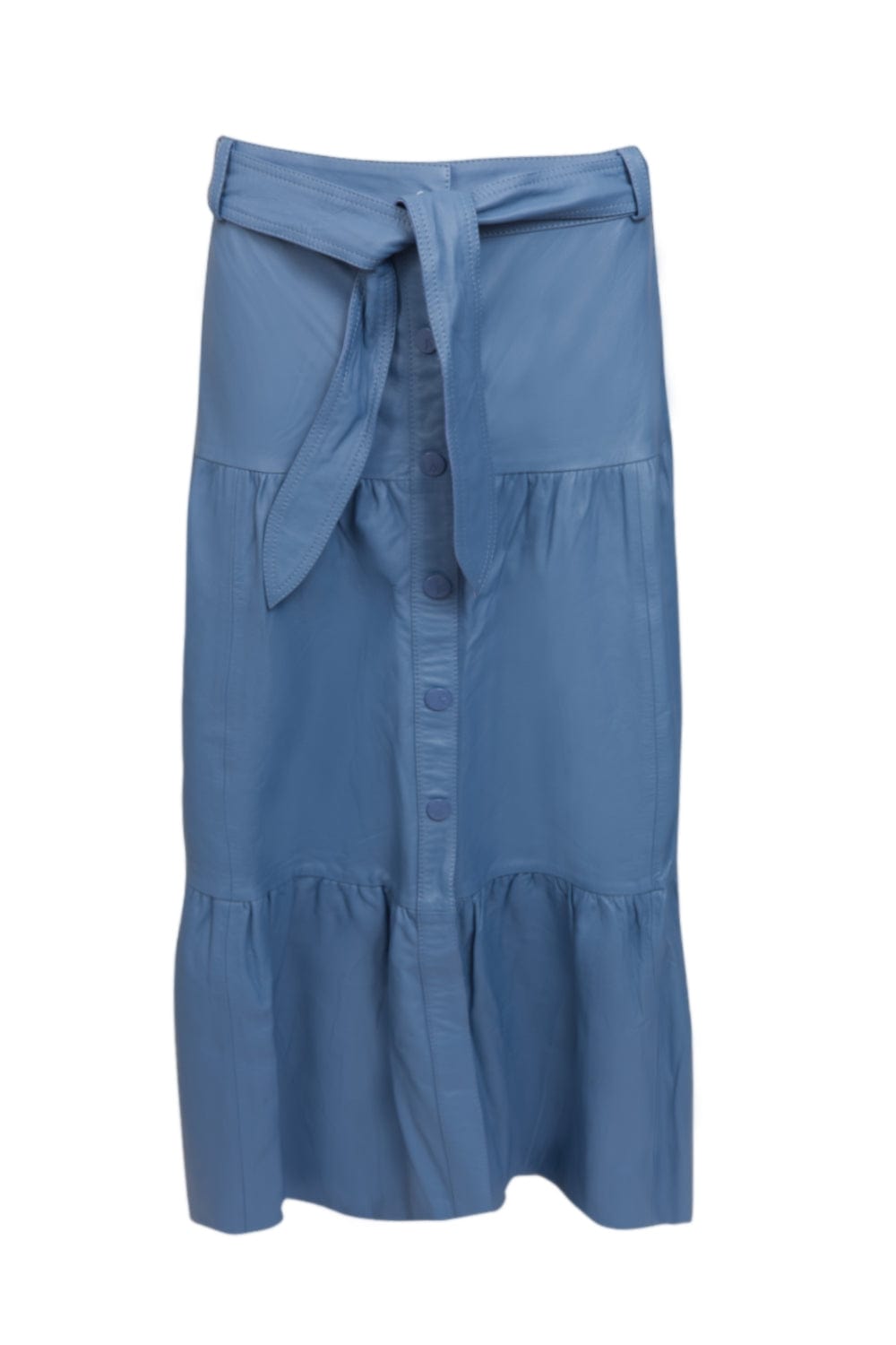 Juliana Sanmartin - Saia Midi Couro Evasê Azu