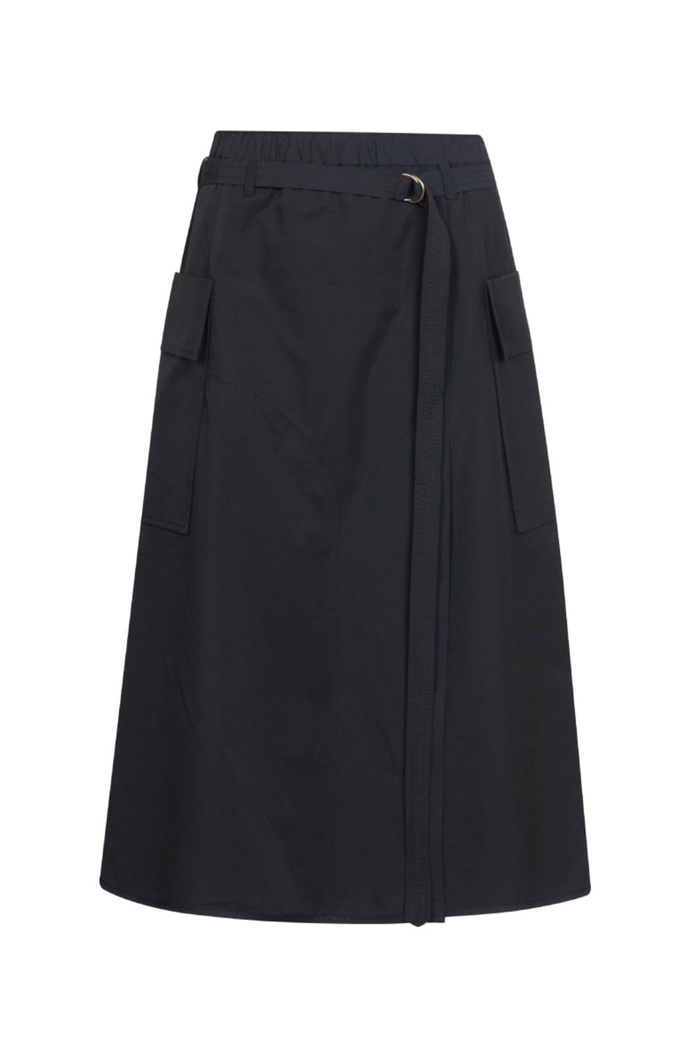 Coven - Saia Midi Evasê com Bolsos Azul Marinho