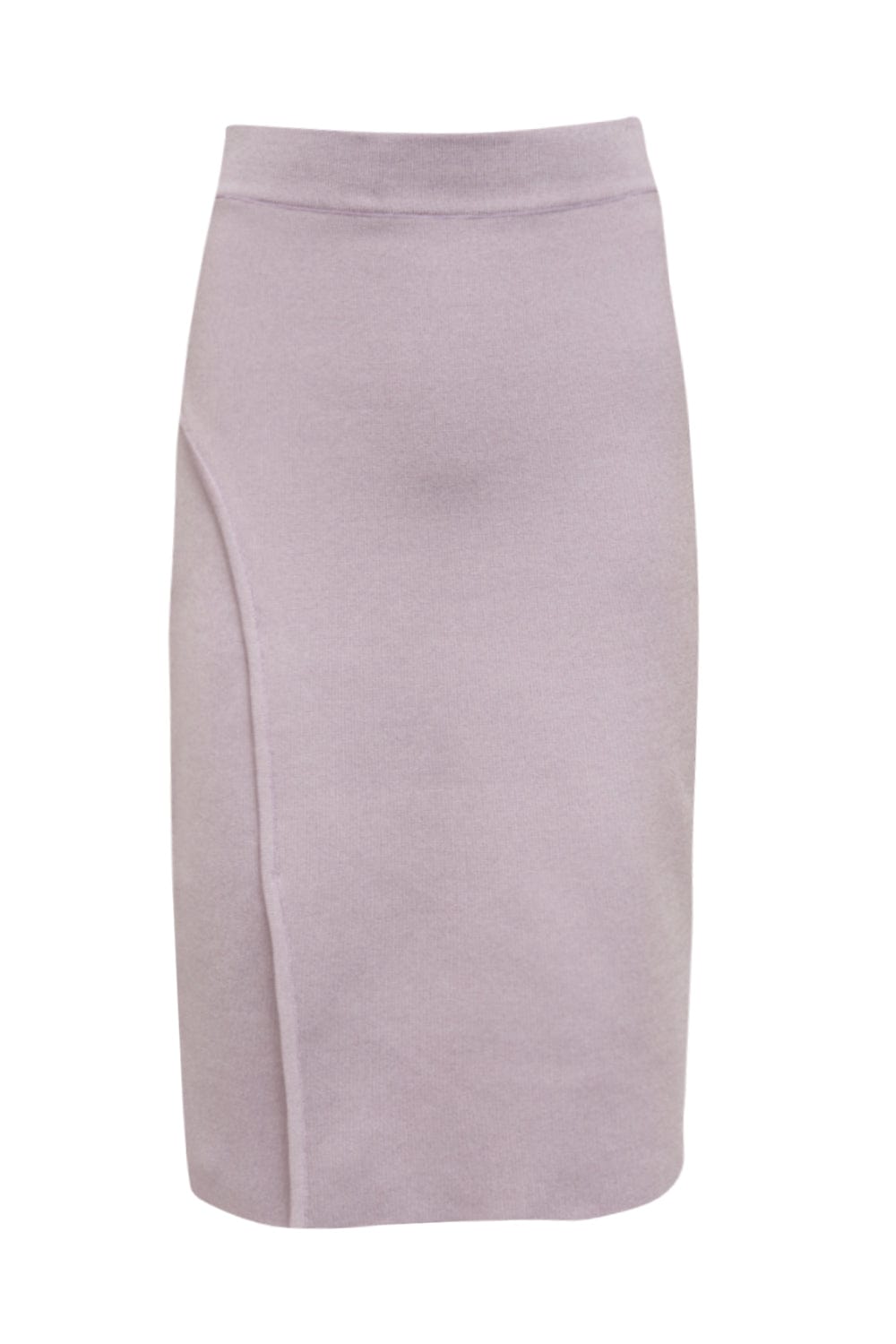 Viviane Furrier - Saia Midi com Fenda em Tricot Estruturado Lilás