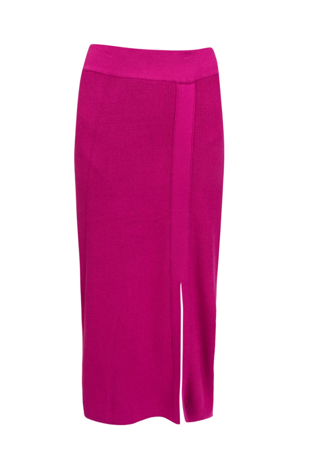 Viviane Furrier - Saia Midi em Tricot Ponto Pérola Fucsia