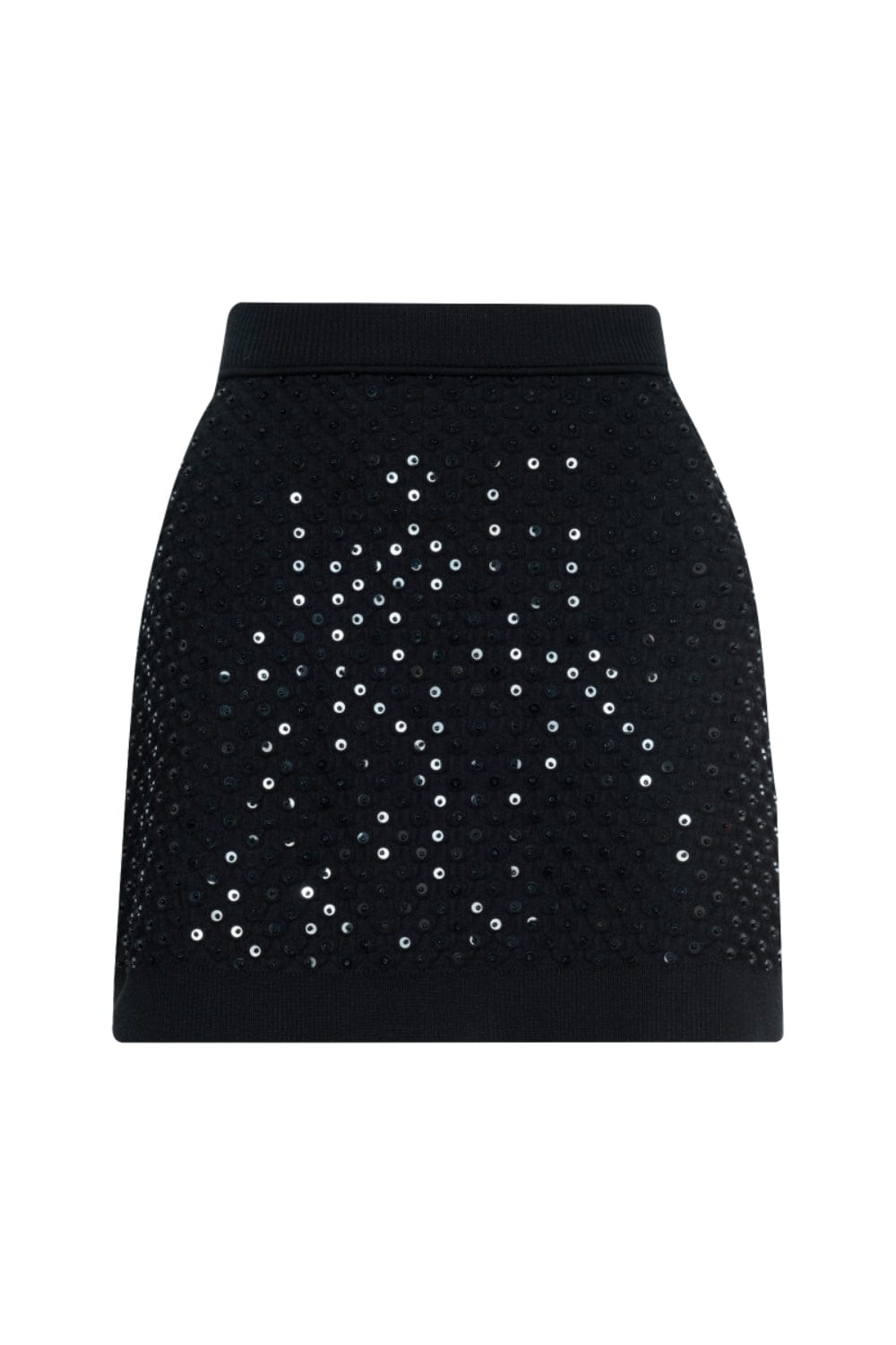 Coven - Saia Mini Tricot Poá Paetês Preto