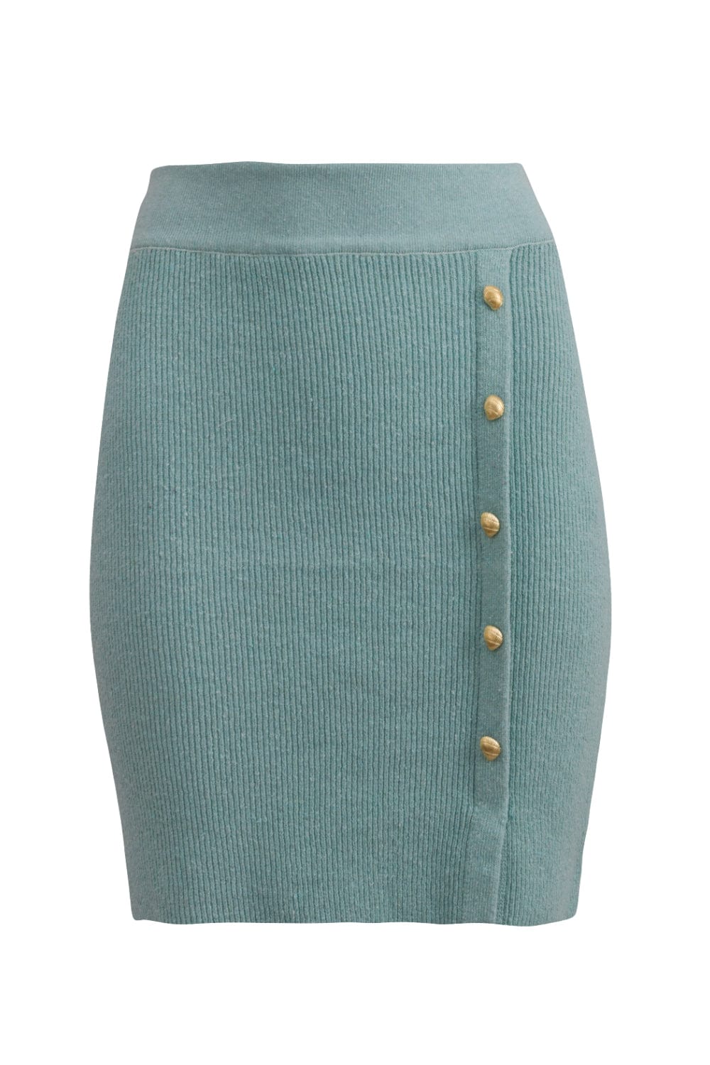 Viviane Furrier - Saia Mini em Tricot Artesanal Aqua