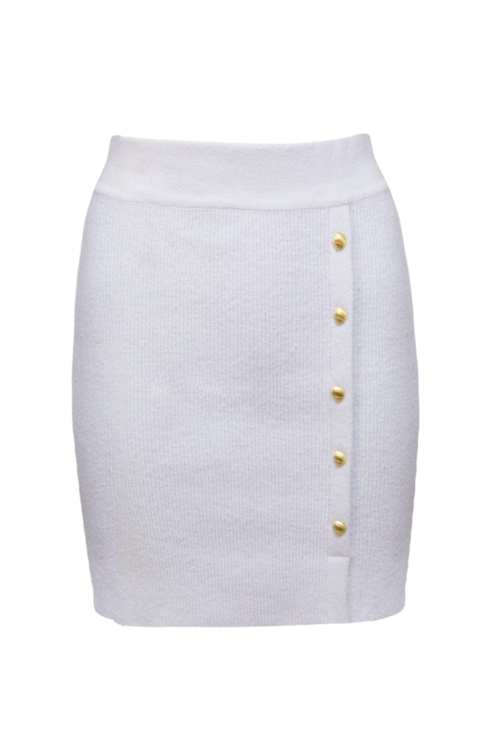 Viviane Furrier - Saia Mini em Tricot Artesanal Branco