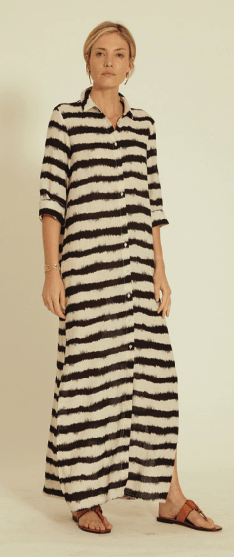 Lenny Niemeyer - Vestido Chemisier Longo Fendas Patan Viscolinho