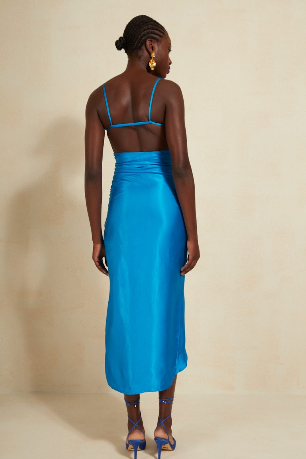 L'Cecci - Vestido Midi Alça Fina Azul