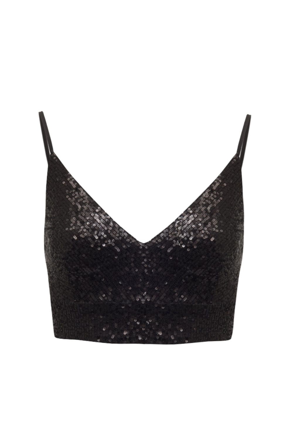 Canal - Top Alça Fina em Paetês Preto