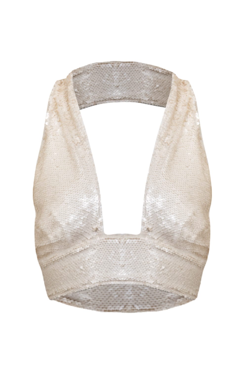 L'Cecci - Top Frente Única em Paetês Off White