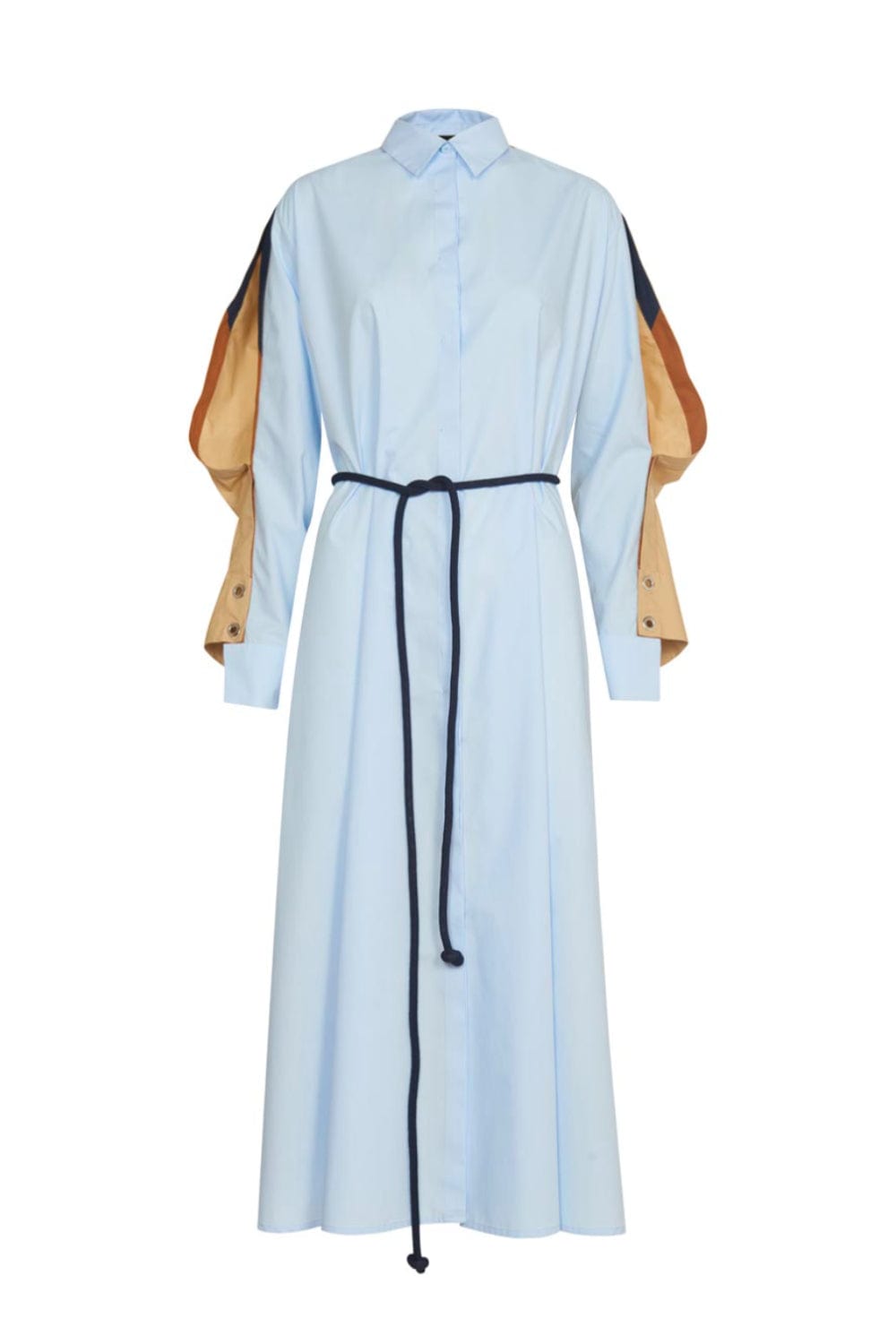 Coven - Vestido Midi Chemisier Midi Manga Longa Geométrico