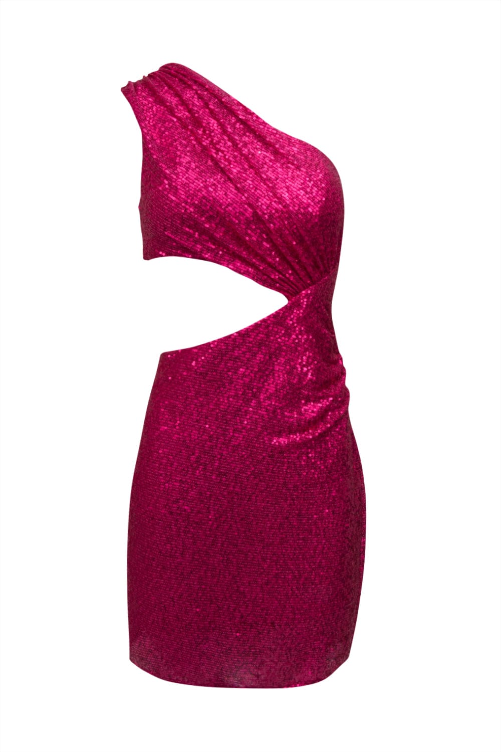 Dolps - Vestido Curto Beth um Ombro em Paetês Pink