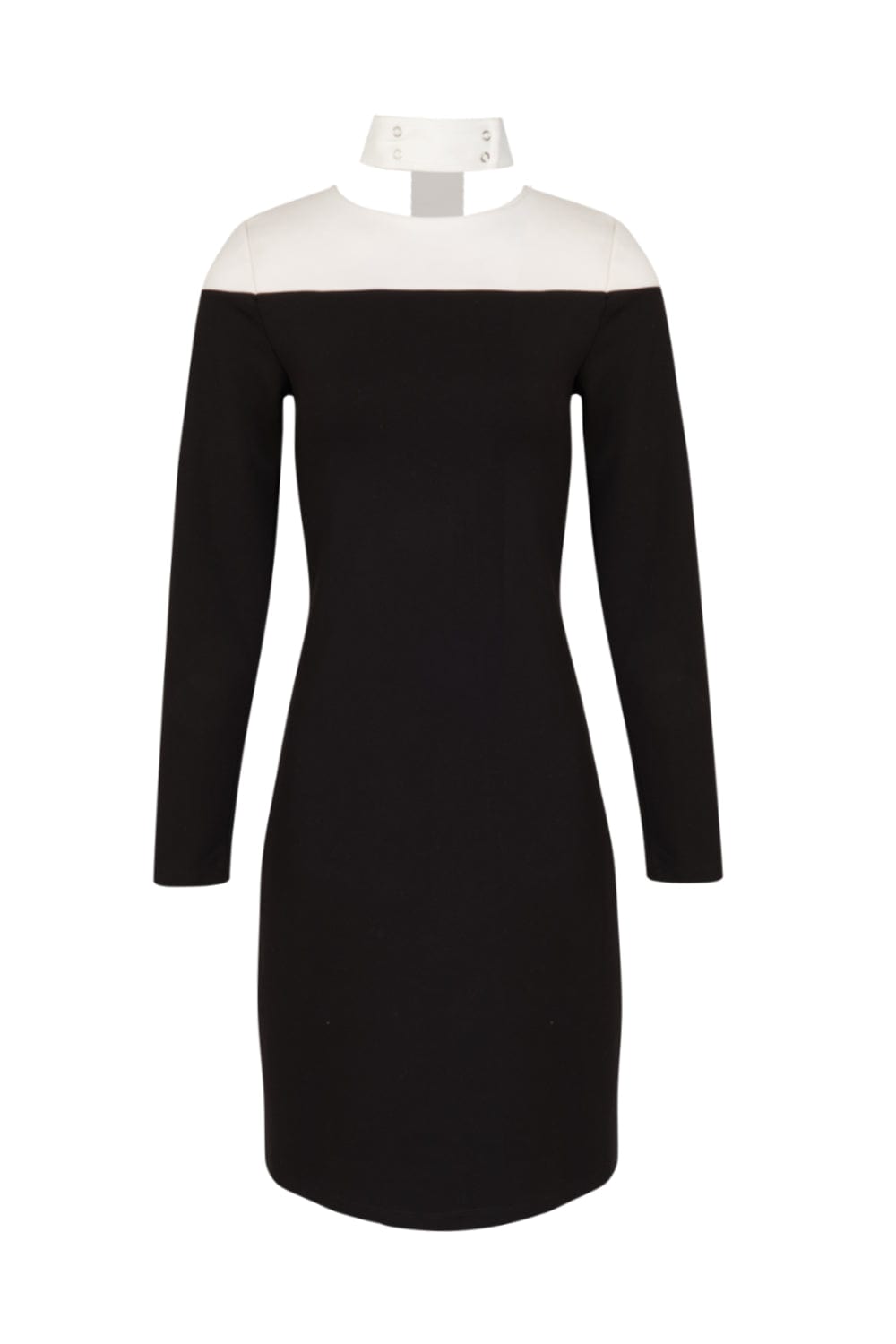 Glória Coelho - Vestido Curto Bicolor com Colar Lilian Pacce Preto/Off White