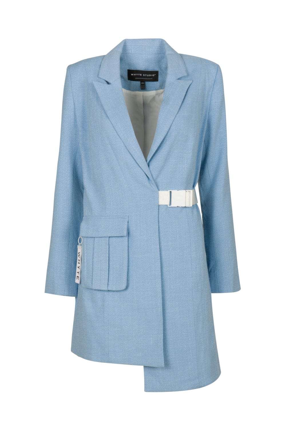 Whyte Studio - Vestido Curto Blazer Assimétrico Azul Claro