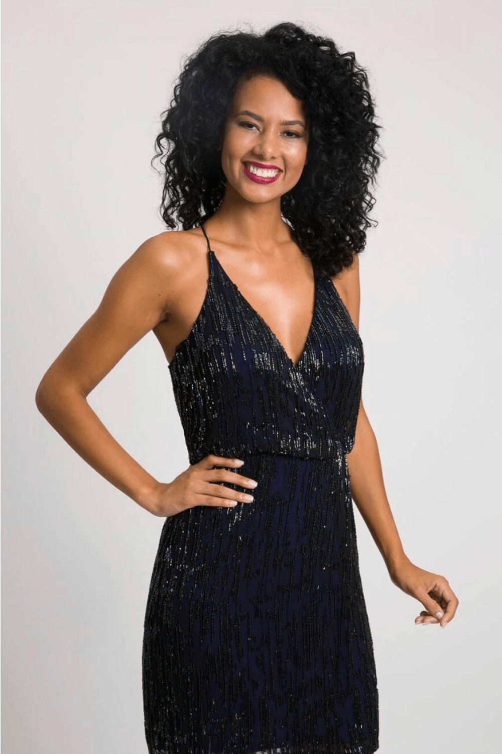 Dolps - Vestido Curto Bordado Louise Azul Marinho