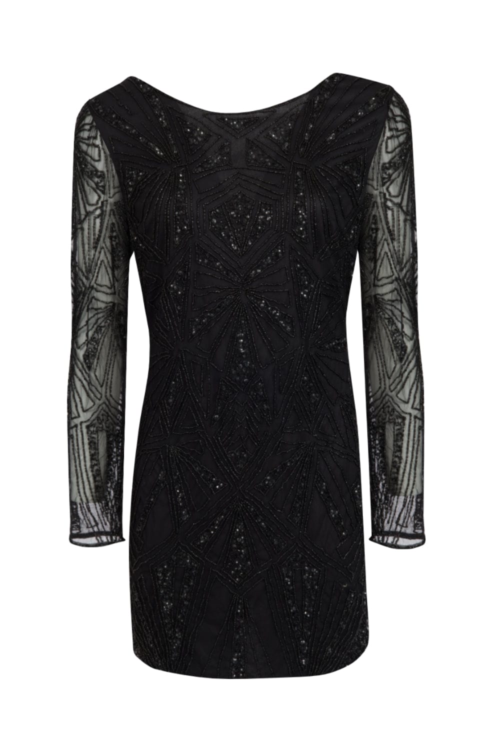 Marc Denis - Vestido Curto Bordado Manga Longa Preto