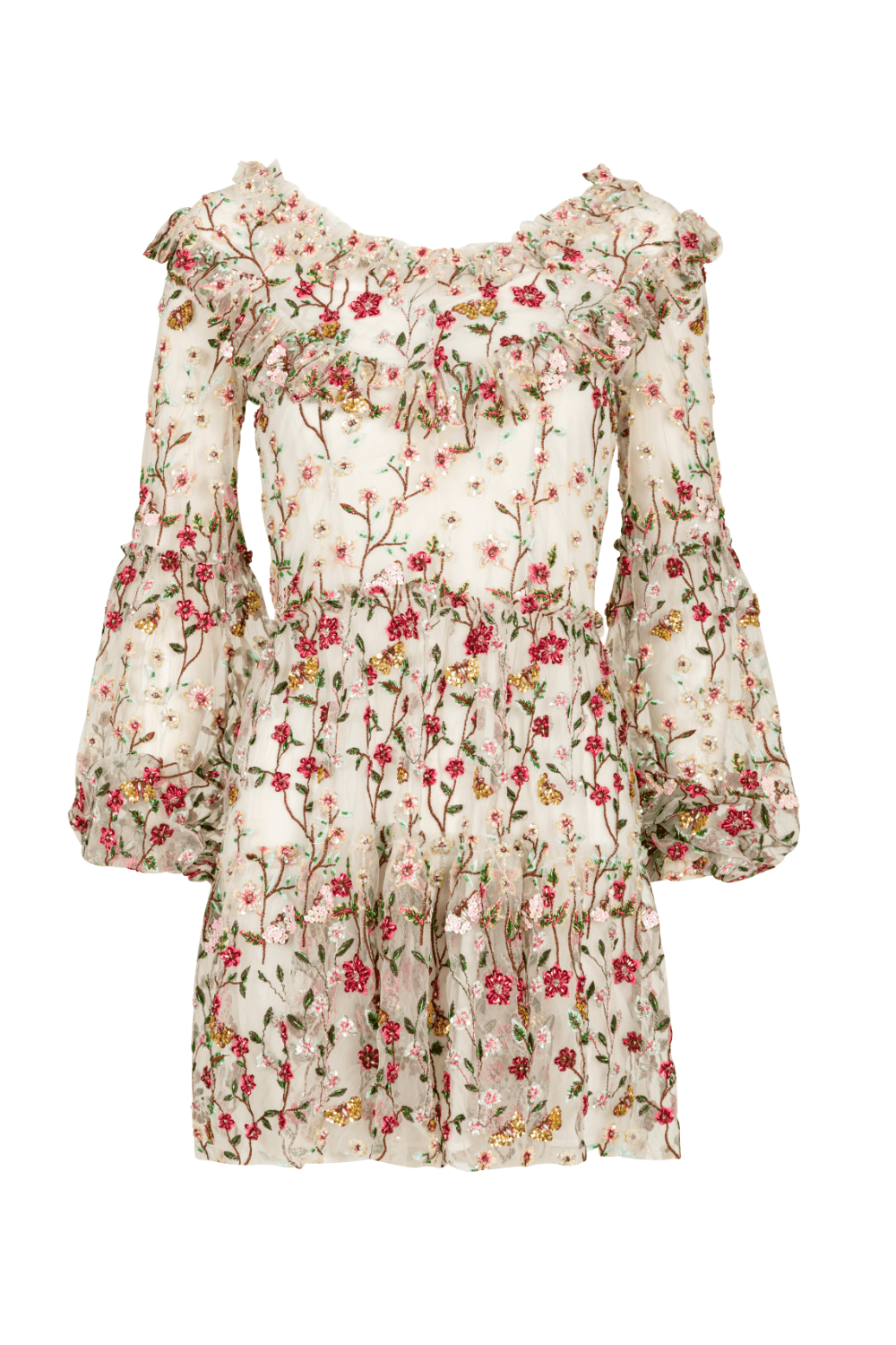 Gonçalo Peixoto - Vestido Curto Manga Longa Bordado