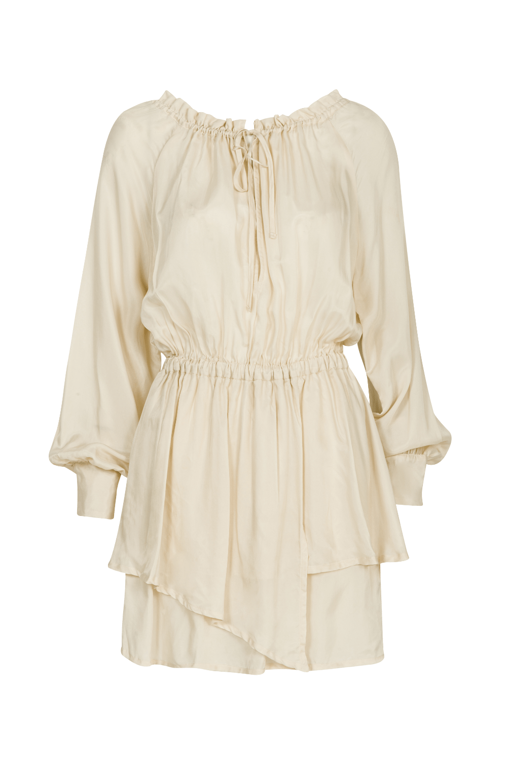 Covert - Vestido Curto Manga Longa Bege