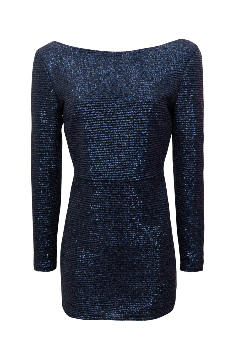 Glória Coelho - Vestido Curto Manga Longa em Paetês Azul Marinho