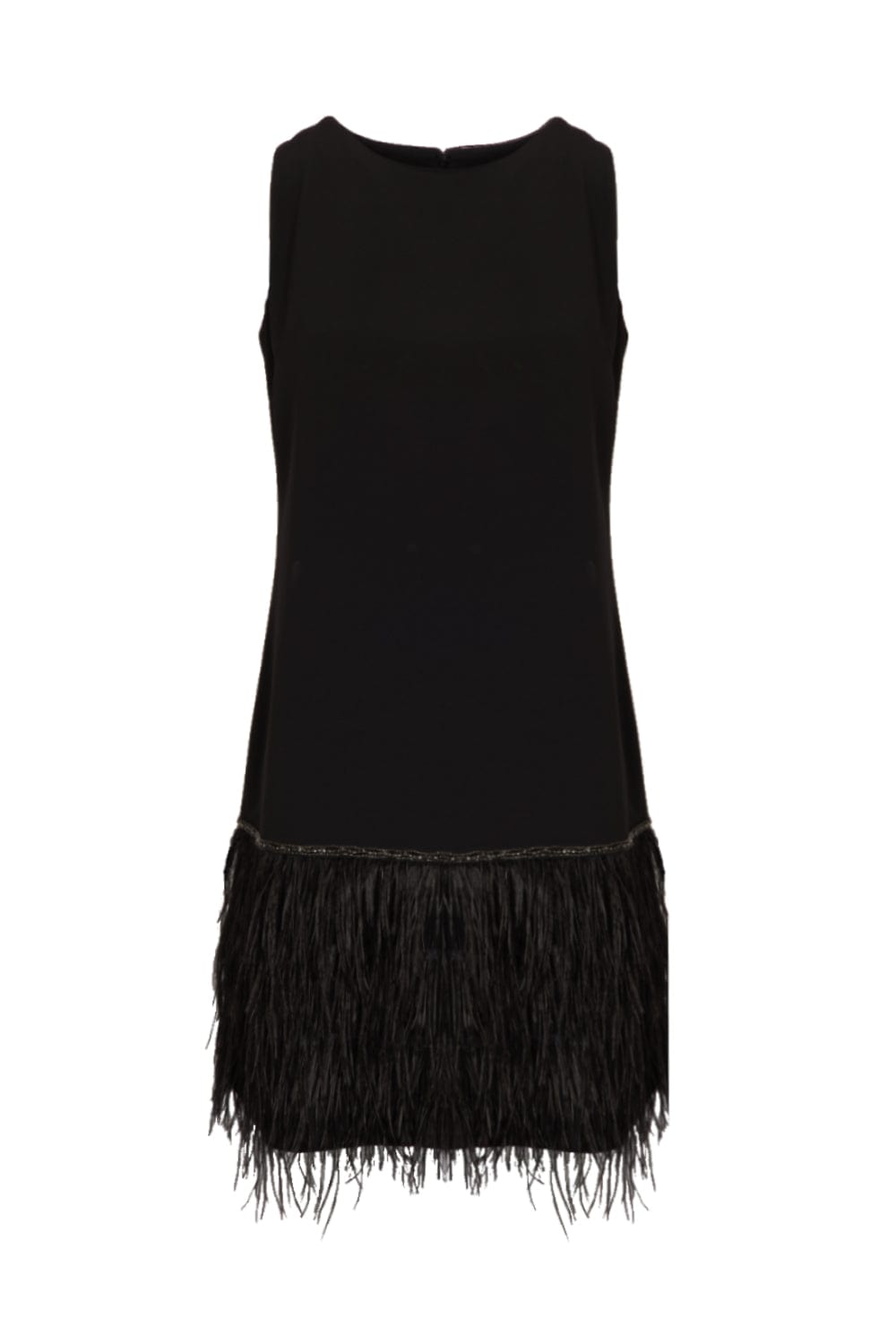 Tahari - Vestido Curto de Plumas Preto