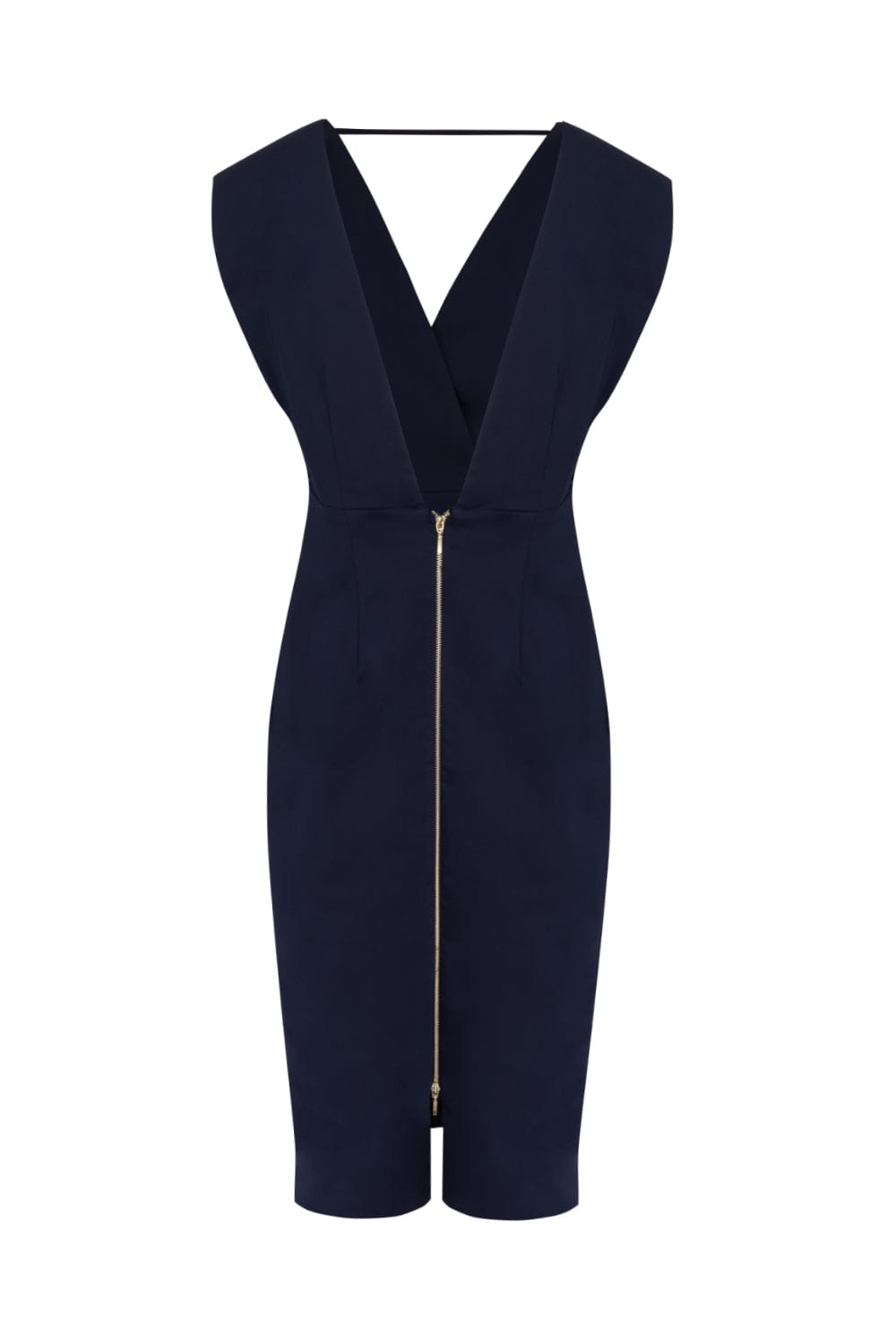 Access - Vestido Midi Lápis com Decote em V Azul Marinho