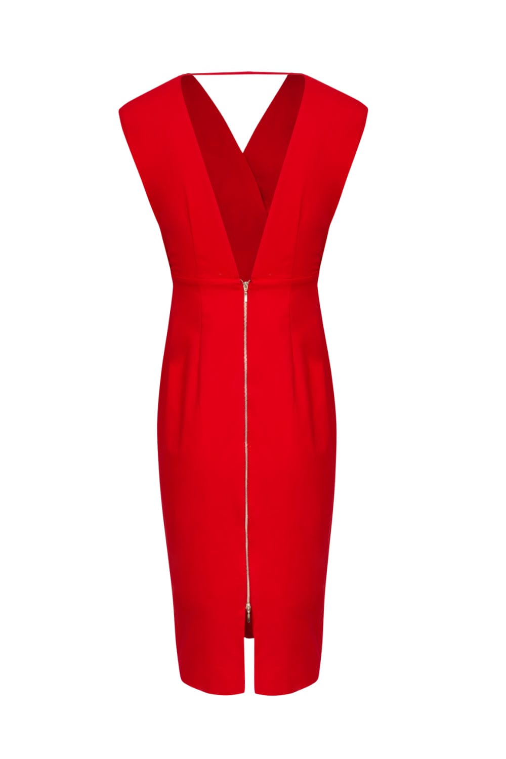 Access - Vestido Midi Lápis com Decote em V Vermelho