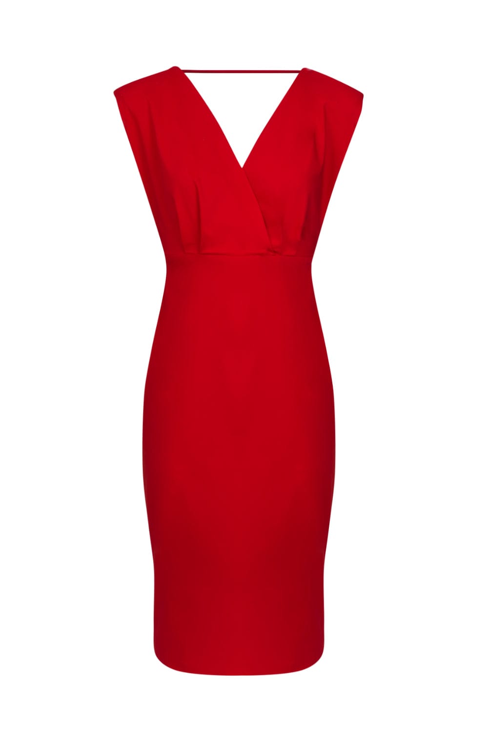Access - Vestido Midi Lápis com Decote em V Vermelho
