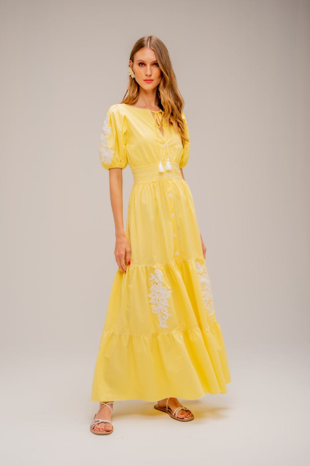 Lalibela - Vestido Longo Clafoutis Amarelo