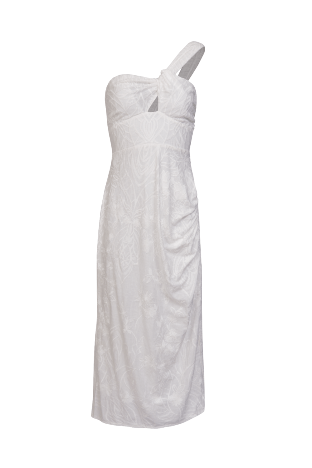 L'Cecci - Vestido Longo um Ombros Bordado Off White