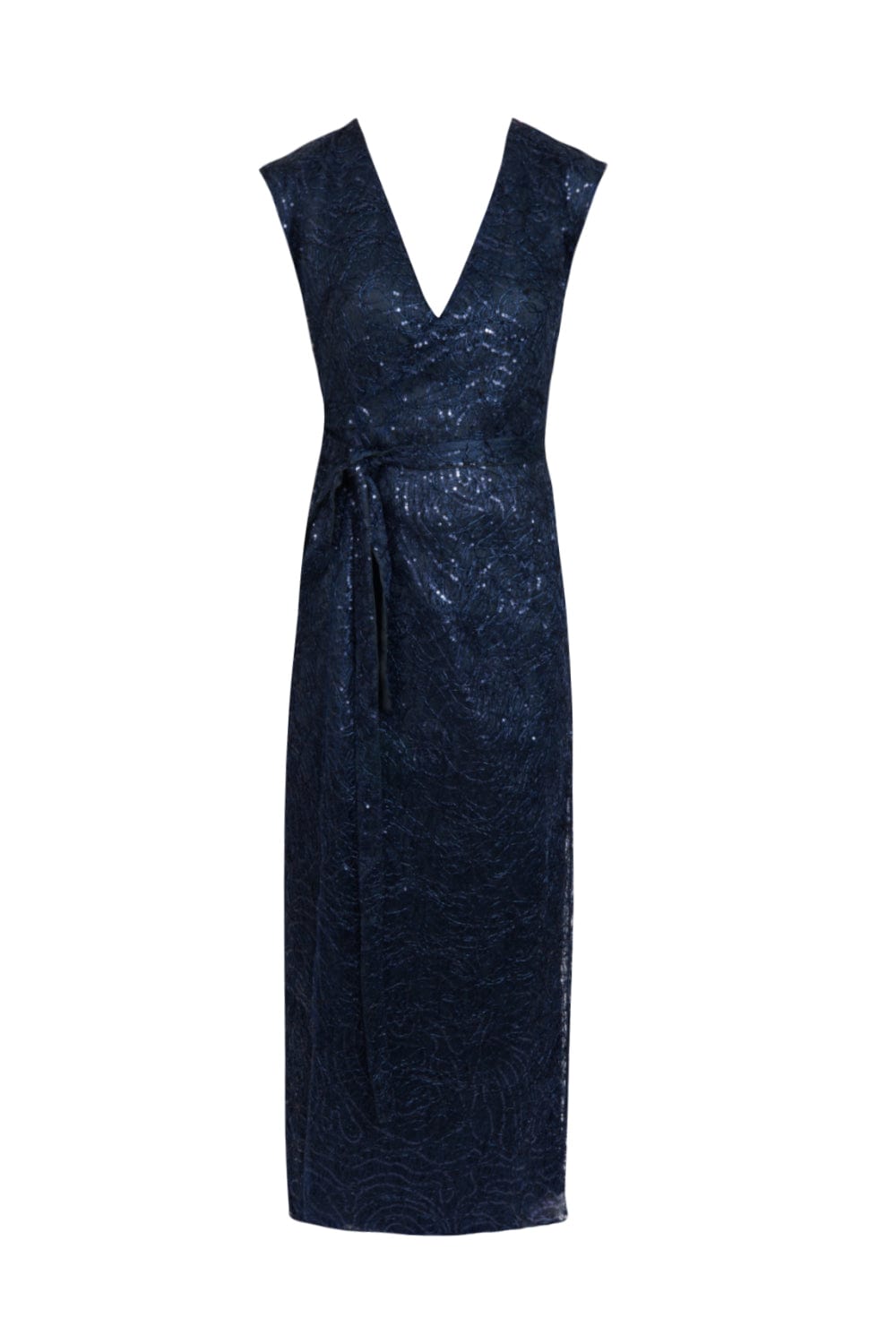 Glória Coelho - Vestido Longo CacheCouer em Paetês Azul Marinho