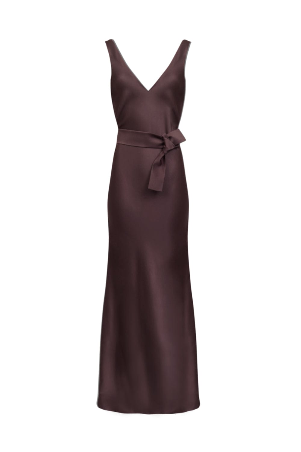 Glória Coelho - Vestido Longo Crepe Patou Decote V Frente e Costas Marrom