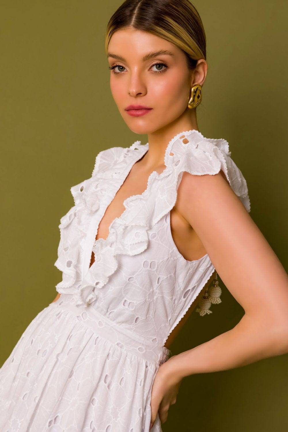 Lalibela - Vestido Longo Laise Saint Nicolas Branco