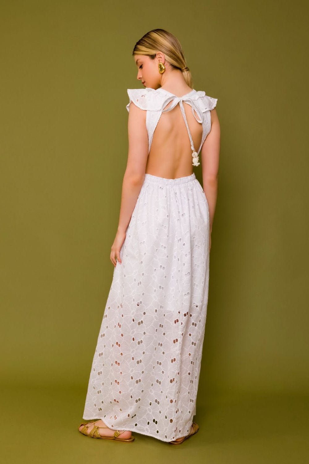 Lalibela - Vestido Longo Laise Saint Nicolas Branco