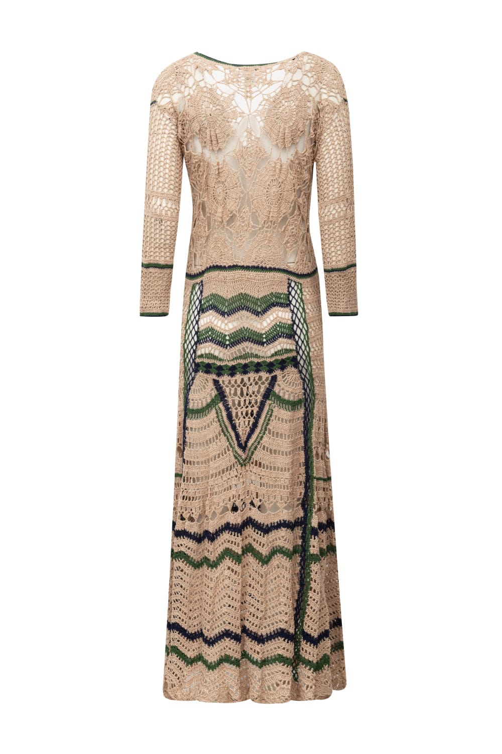 Club - Vestido Longo Manga Longa de Crochet