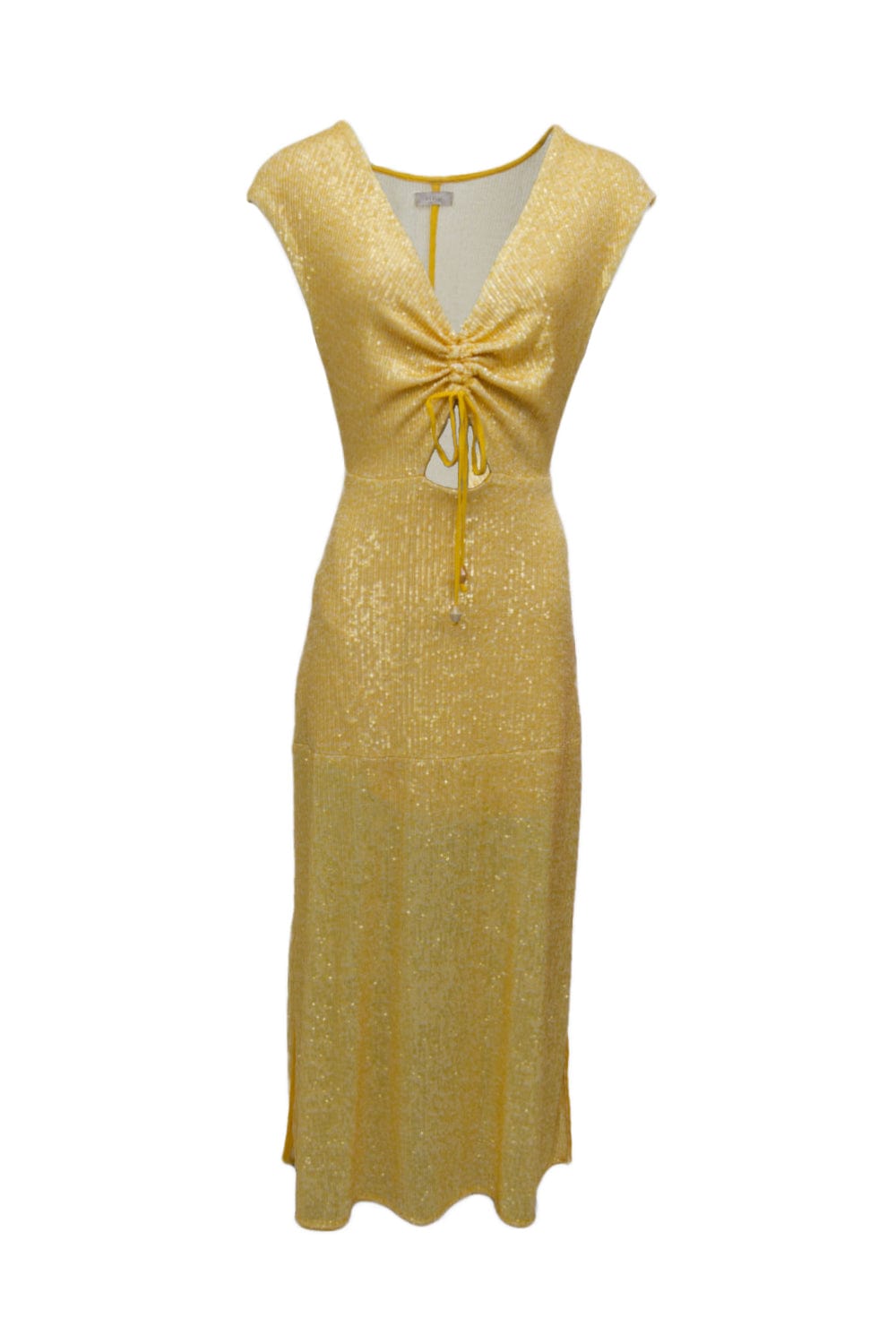 L'Cecci - Vestido Longo Paetês Amarelo