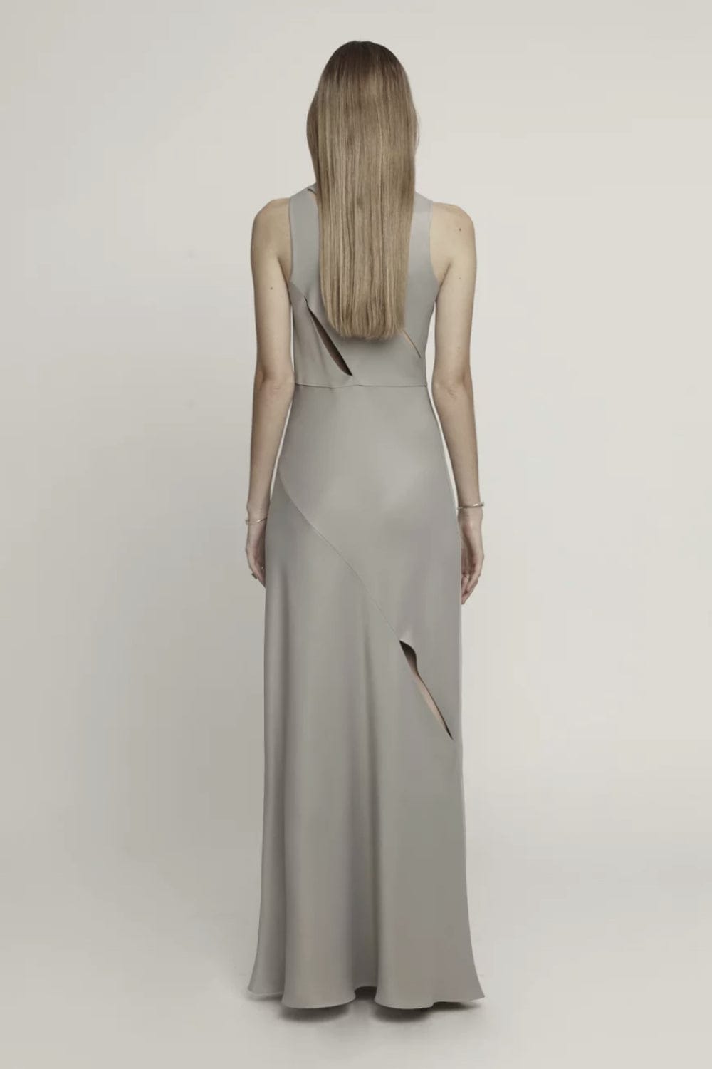 Glória Coelho - Vestido Longo Recortes em Crepe Cinza