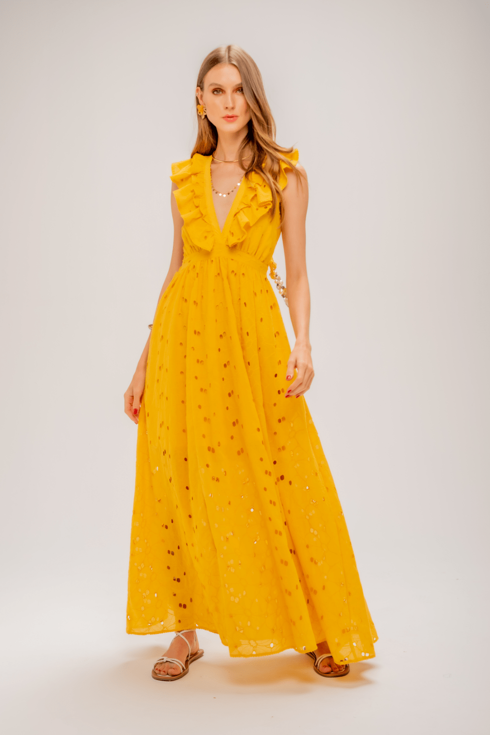 Lalibela - Vestido Longo Saint Nicolas Amarelo