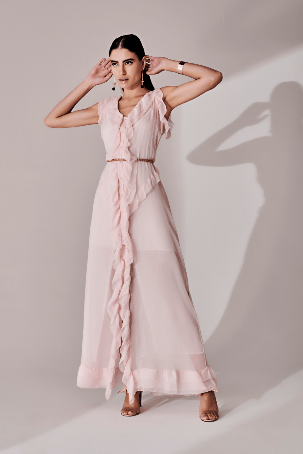 ANT - Vestido Longo Seda Rosa Claro