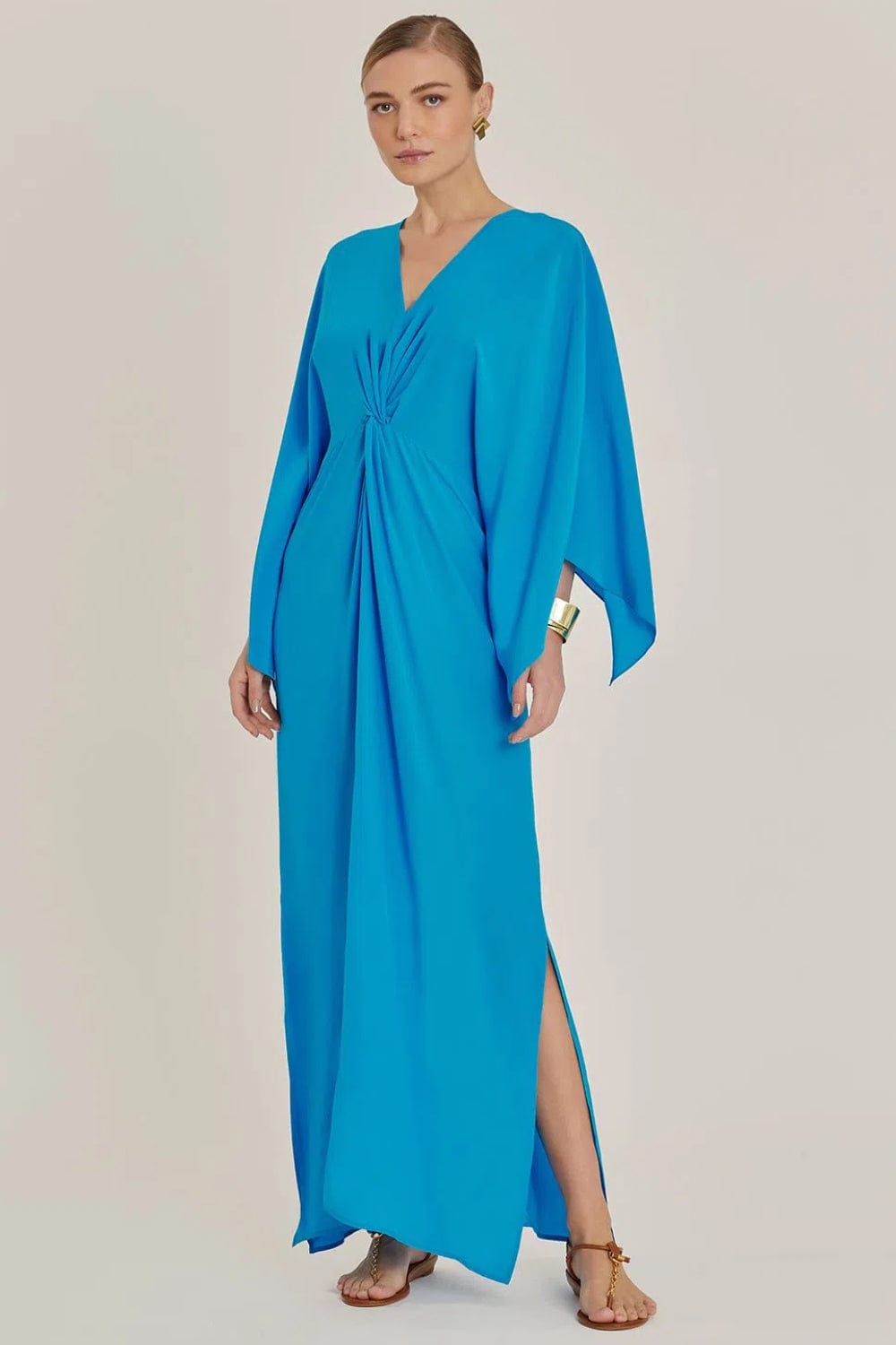 Lenny Niemeyer - Vestido Longo Torção Seda Atol Azul