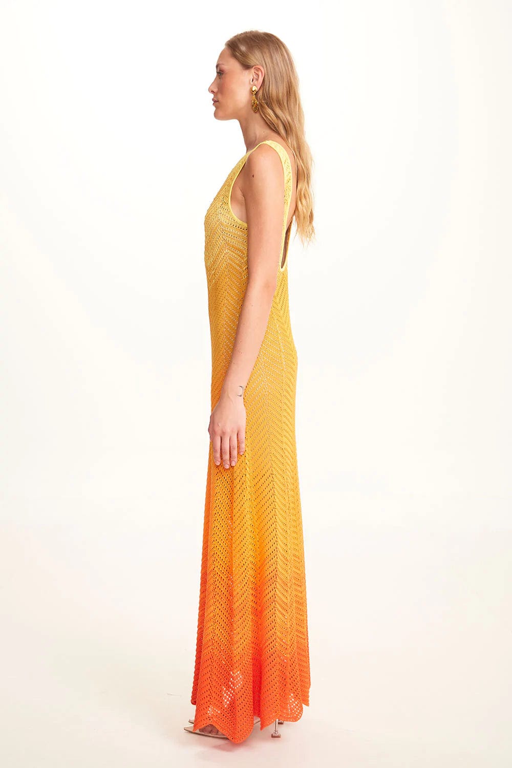 Viviane Furrier - Vestido Longo Tricot Laranja